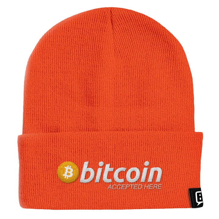 Bitcoin Accepted Here Beanies - BustedTees.com