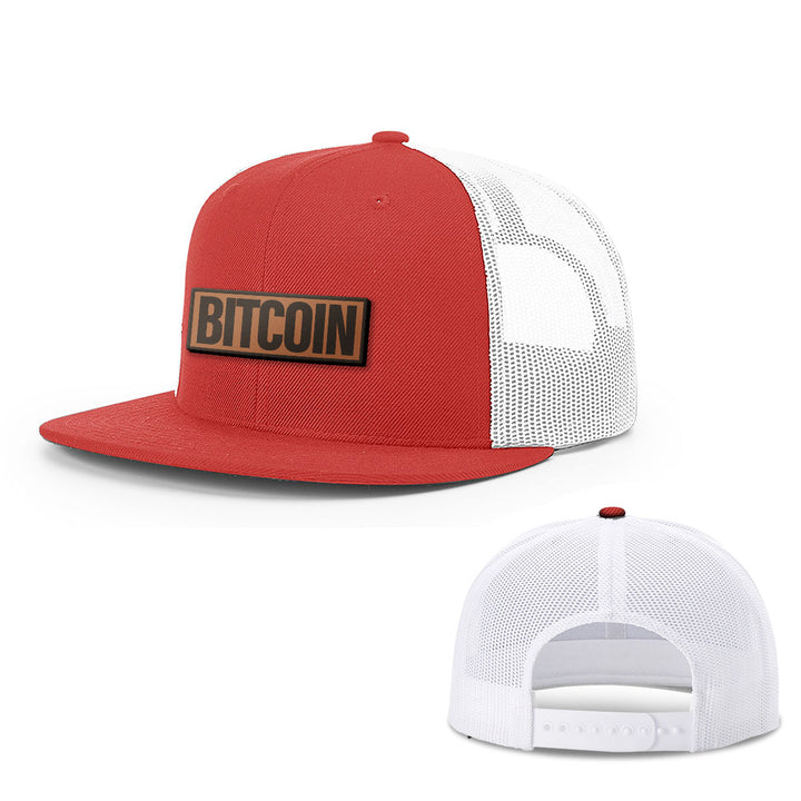 Bitcoin Word Leather Patch Hats - BustedTees.com