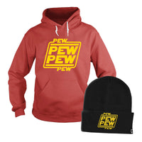 Load image into Gallery viewer, Pew Pew Hoodie + Free Beanie
