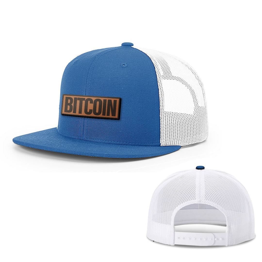 Bitcoin Word Leather Patch Hats - BustedTees.com