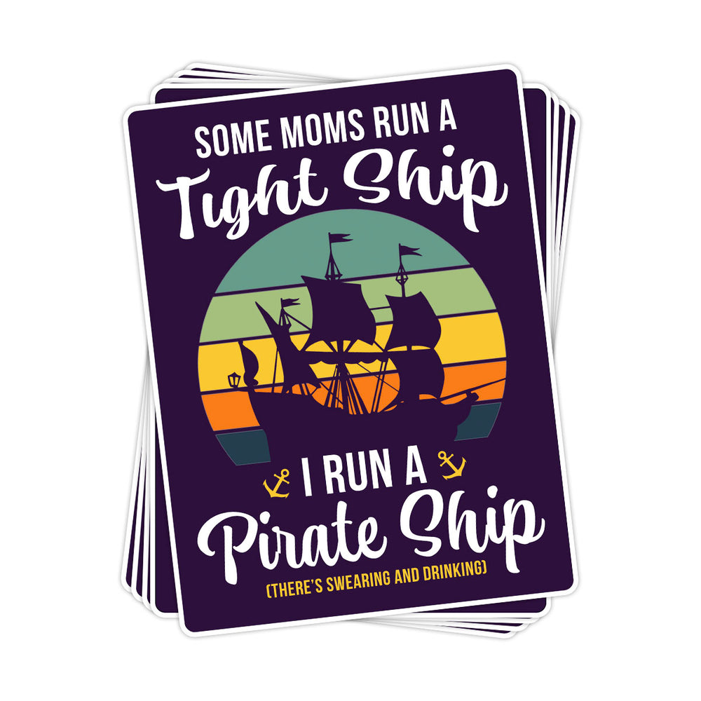 Mom Pirate Ship Vinyl Sticker - BustedTees.com