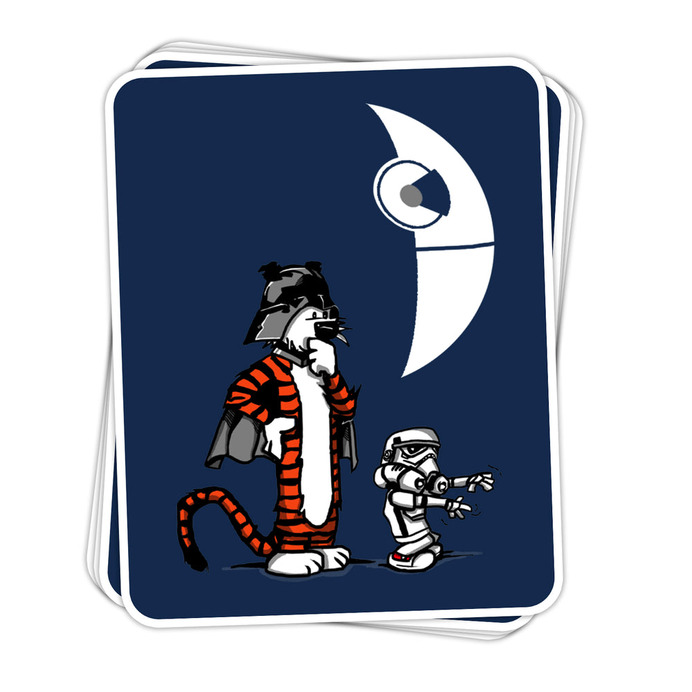 Darth Hobbes and Calvin Trooper Vinyl Sticker - BustedTees.com