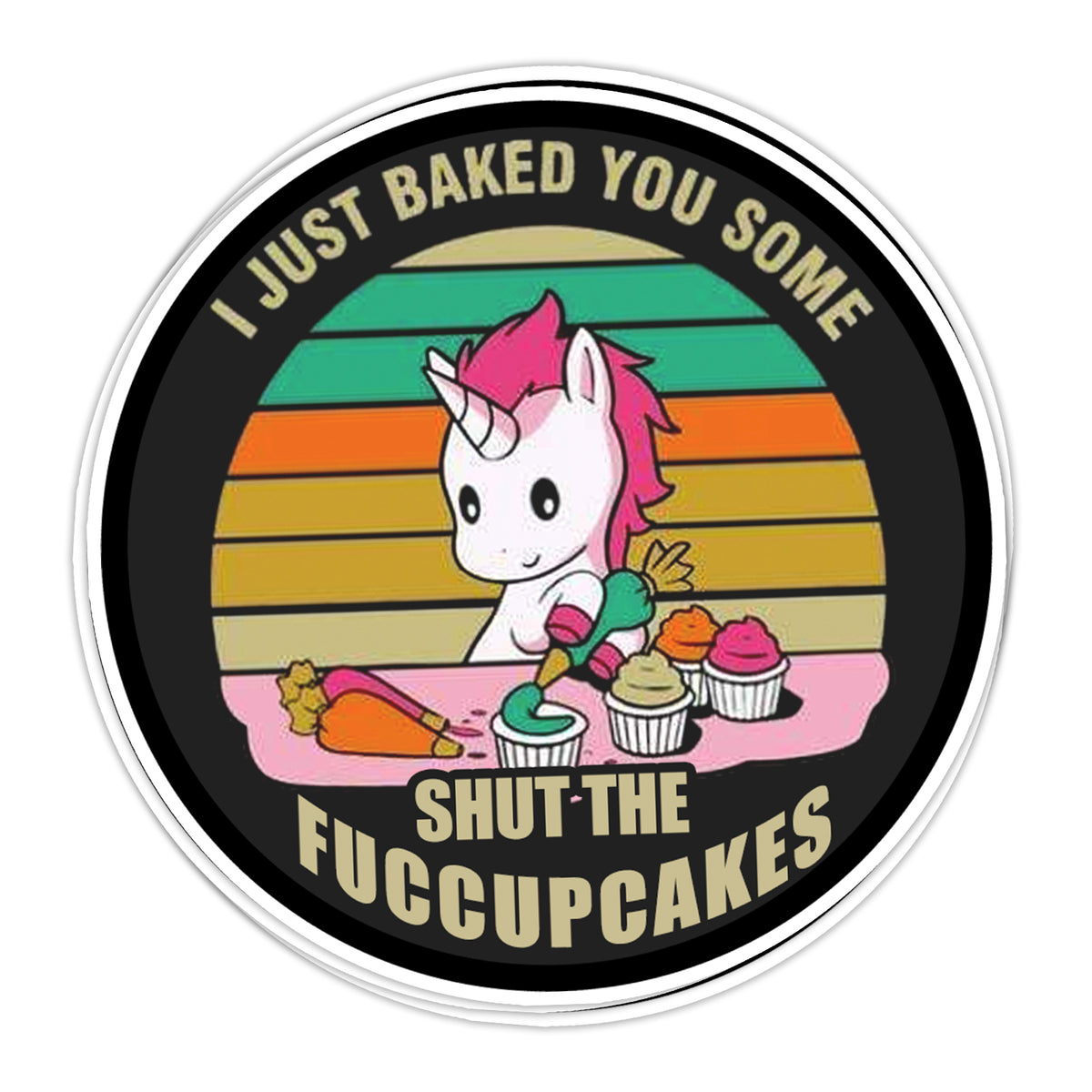 Baking Unicorn Vinyl Sticker - BustedTees.com