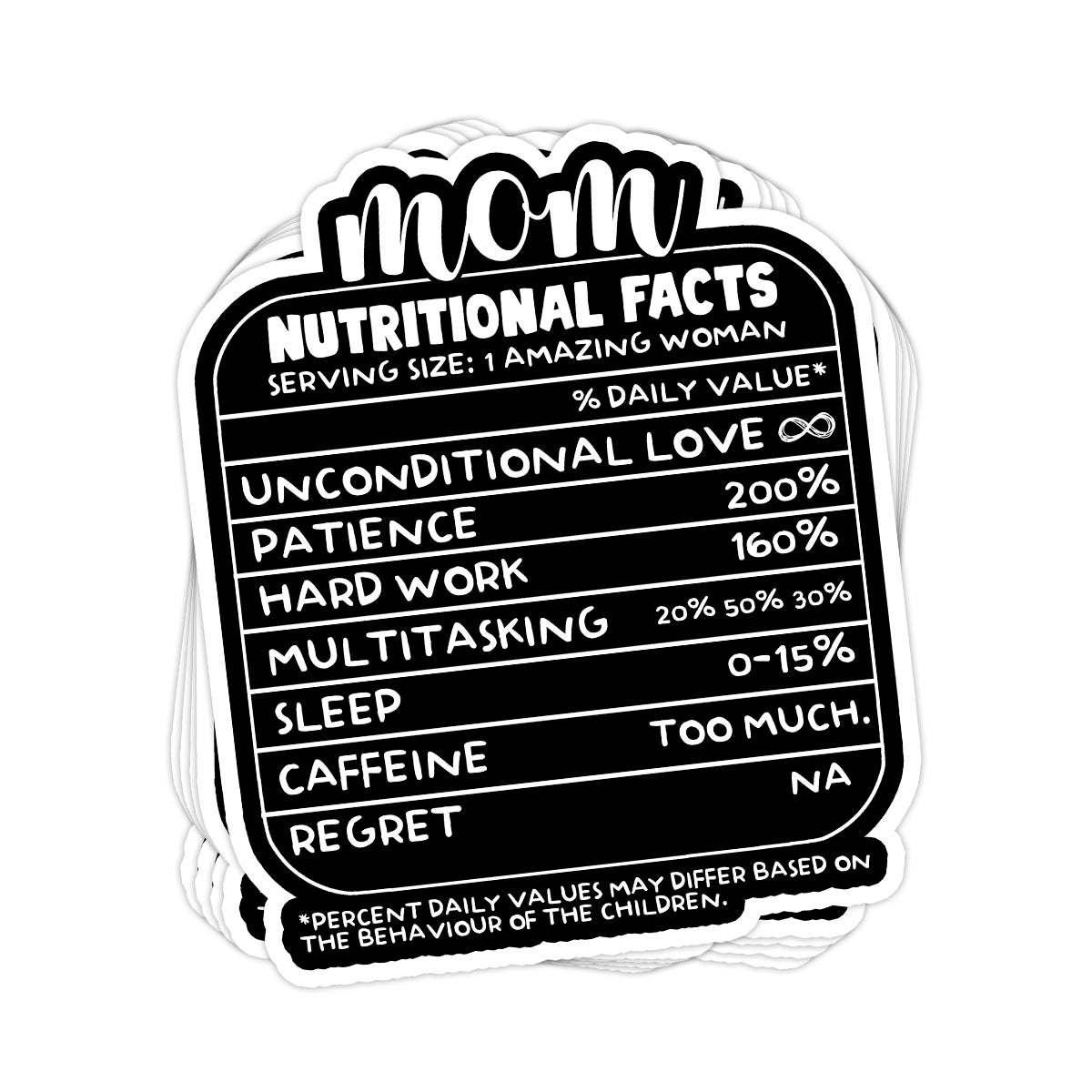 Mom Nutrition Facts Vinyl Sticker - BustedTees.com