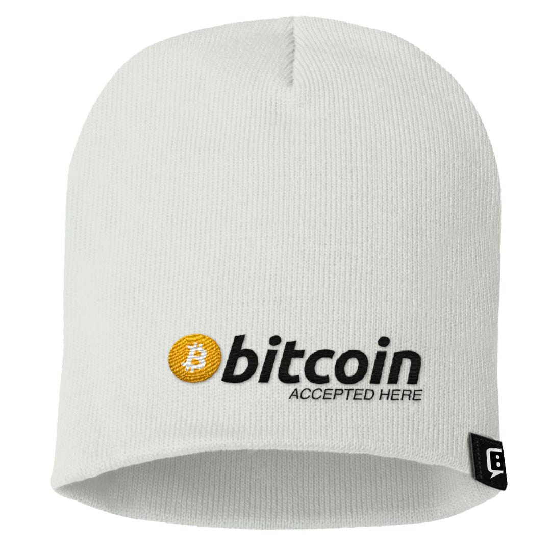 Bitcoin Accepted Here Beanies - BustedTees.com