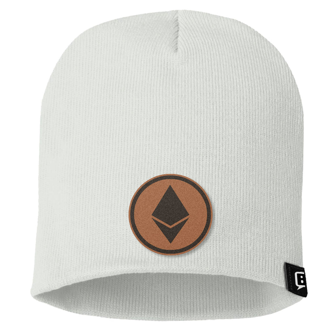 Ethereum Leather Patch Beanies - BustedTees.com