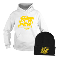 Load image into Gallery viewer, Pew Pew Hoodie + Free Beanie
