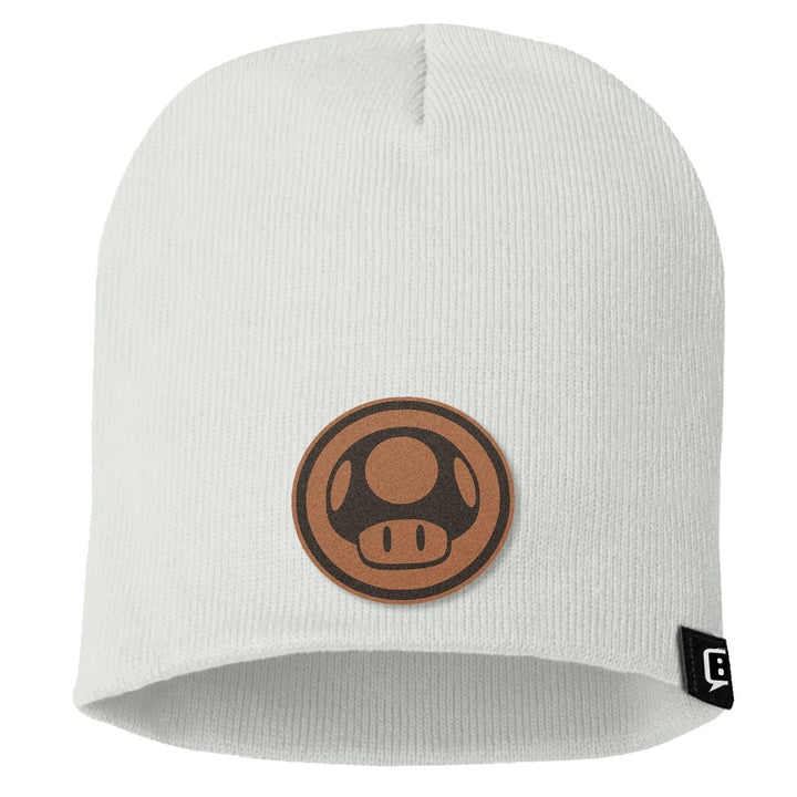 Power Up Leather Patch Beanies - BustedTees.com