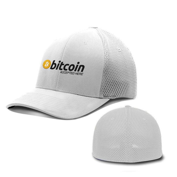 Bitcoin Accepted Here Hats - BustedTees.com
