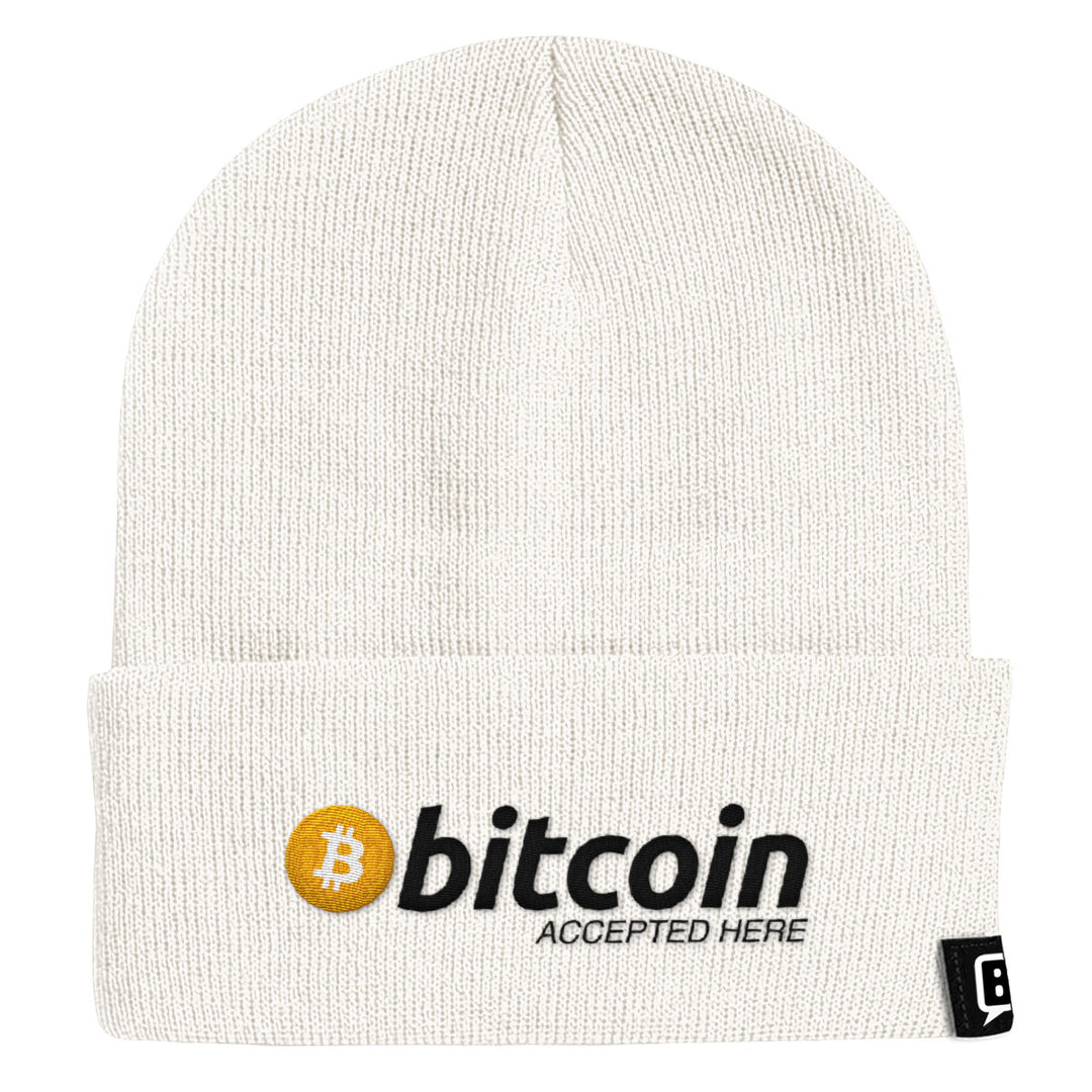 Bitcoin Accepted Here Beanies - BustedTees.com