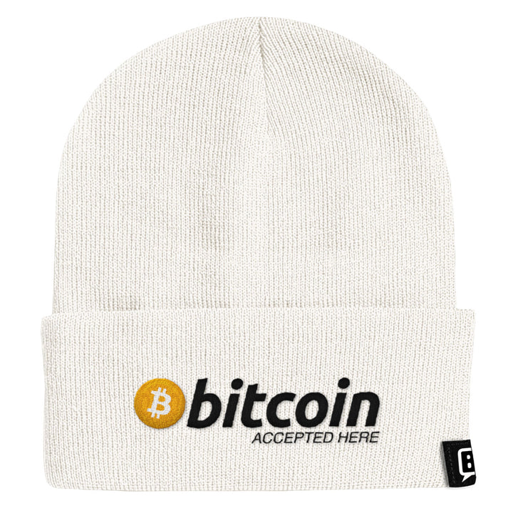Bitcoin Accepted Here Beanies - BustedTees.com