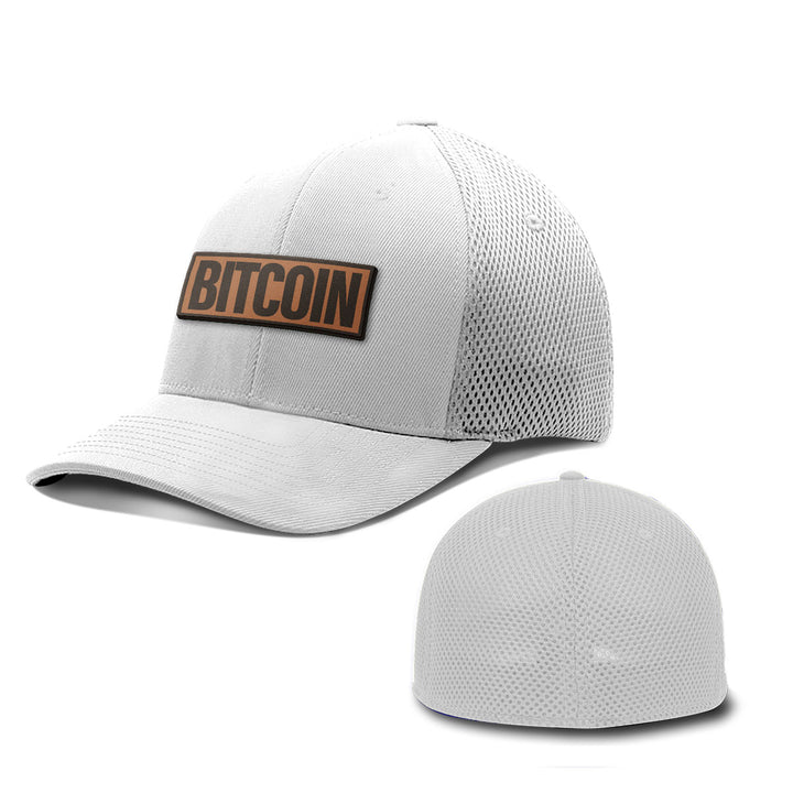 Bitcoin Word Leather Patch Hats - BustedTees.com