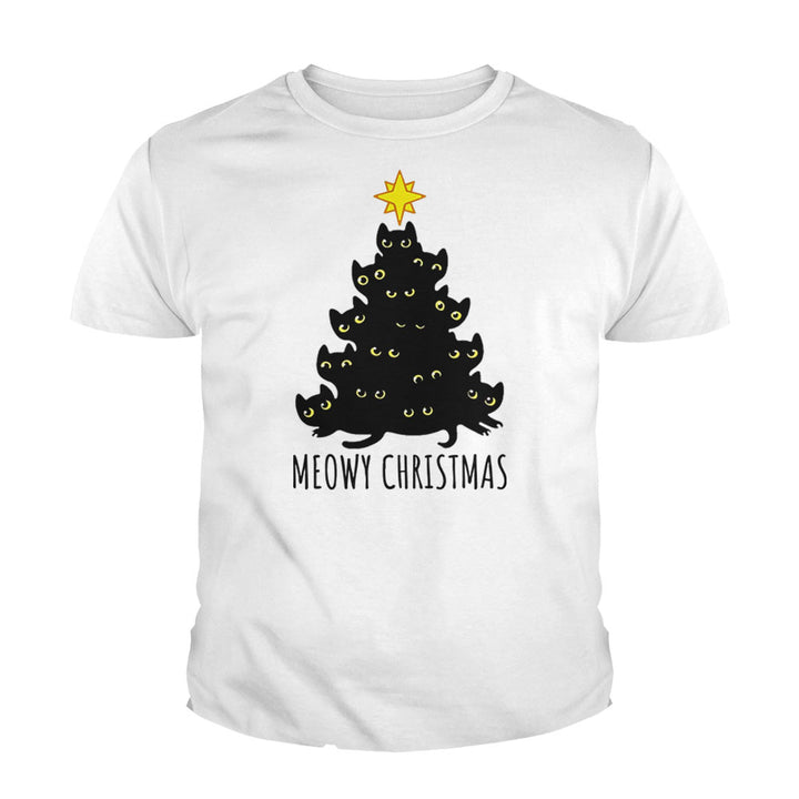 Meowy Christmas Kids Shirt - BustedTees.com