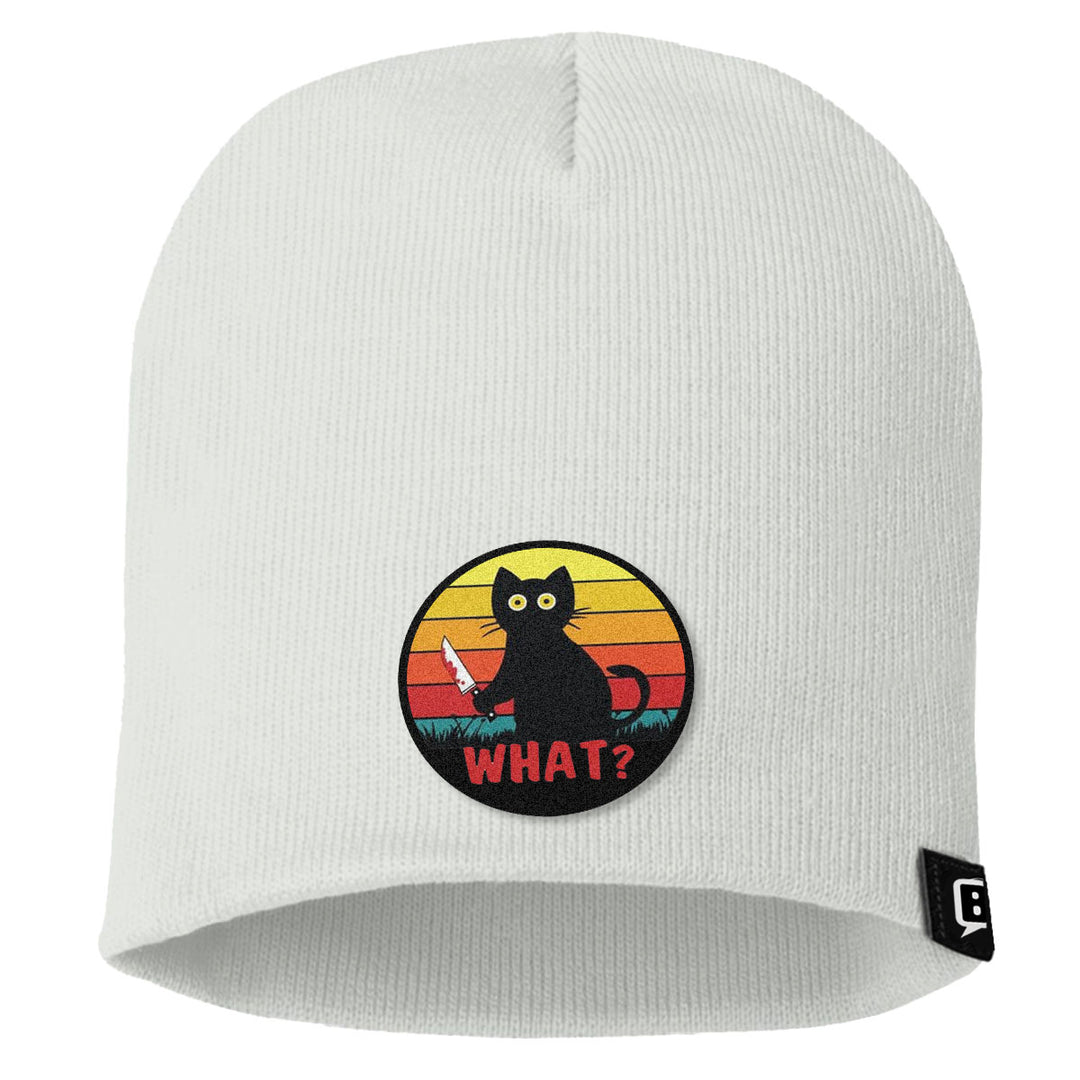 Retro Murderous Cat Patch Beanies - BustedTees.com