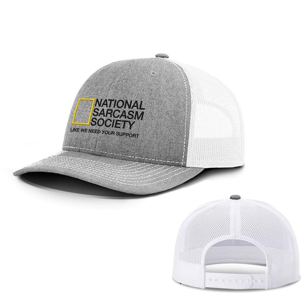 BustedTees.com Snapback / Heather and White / One Size National Sarcasm Society Hats