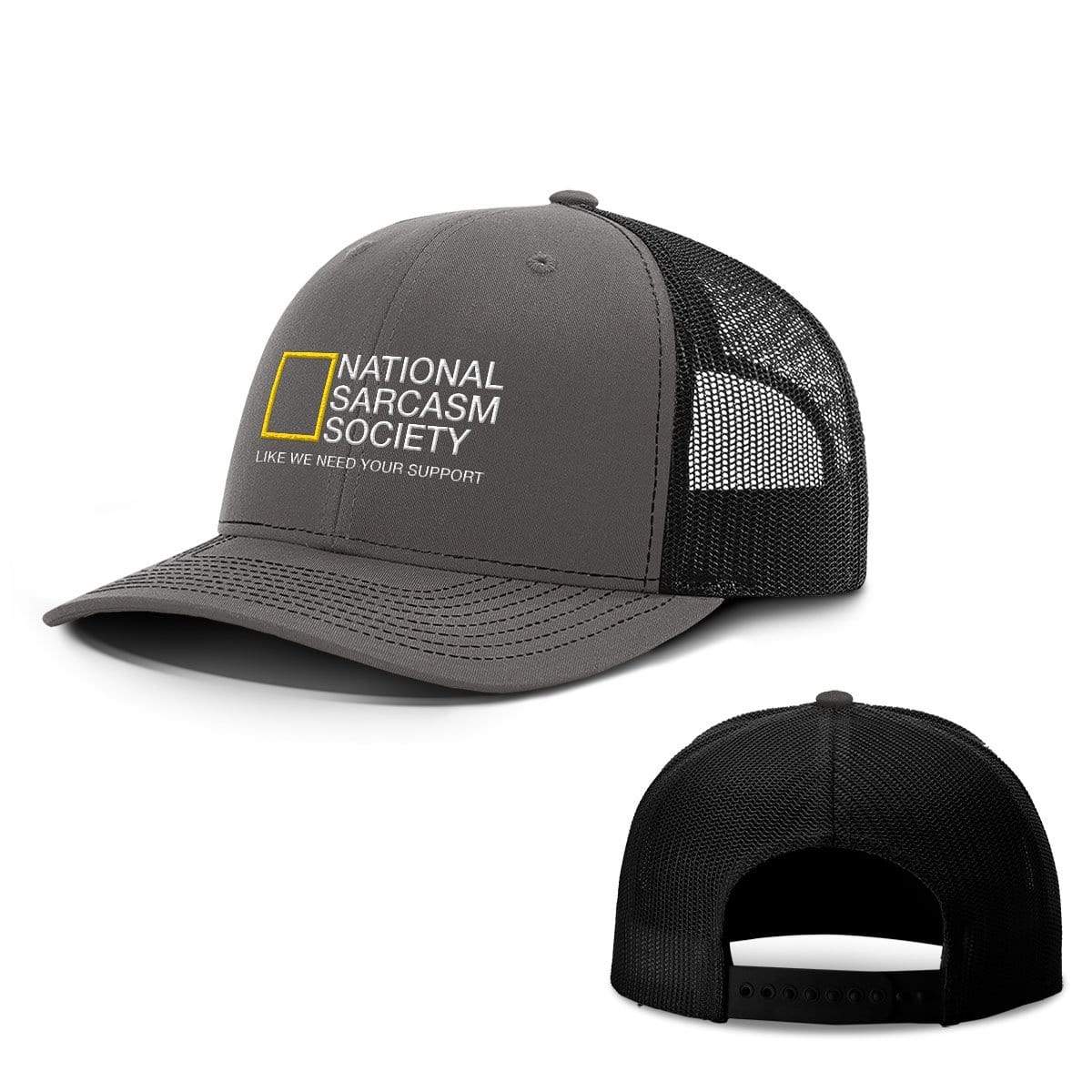 BustedTees.com Snapback / Charcoal and Black / One Size National Sarcasm Society Hats