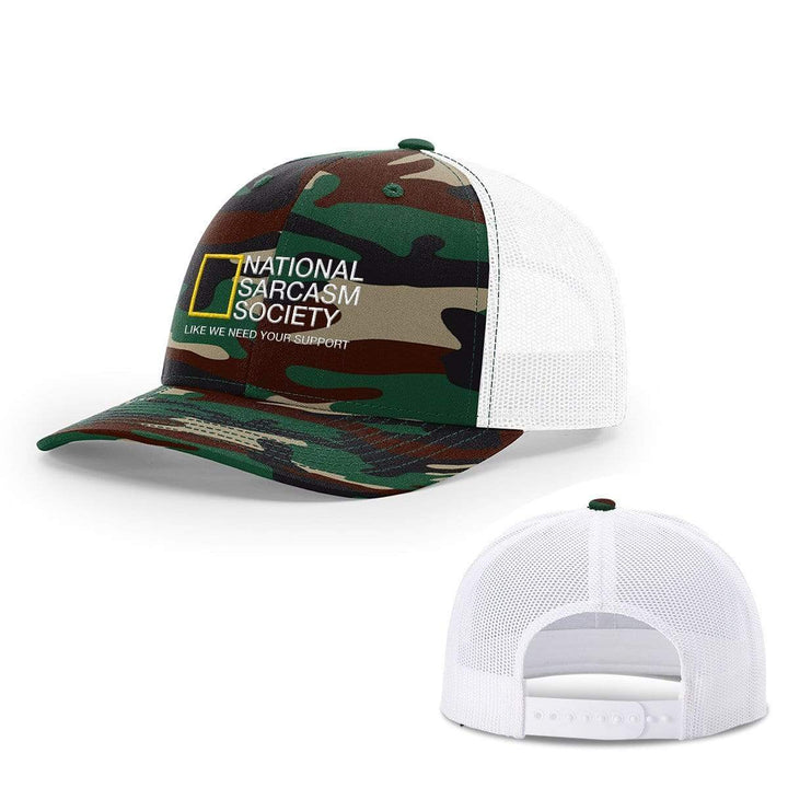 BustedTees.com Snapback / Green Camo and White / One Size National Sarcasm Society Hats