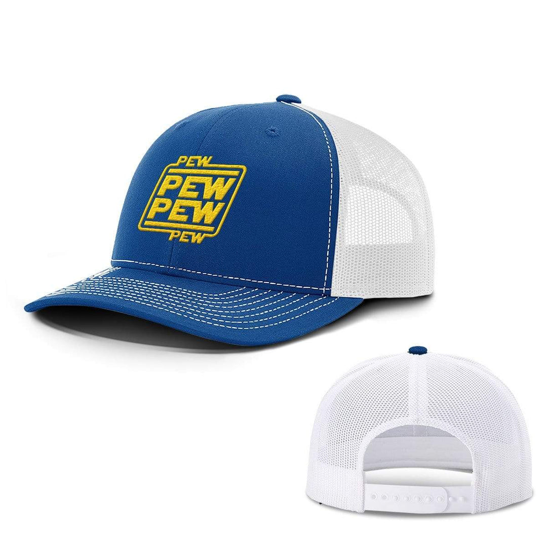 BustedTees.com Snapback / Royal Blue and White / One Size Pew Pew Hats