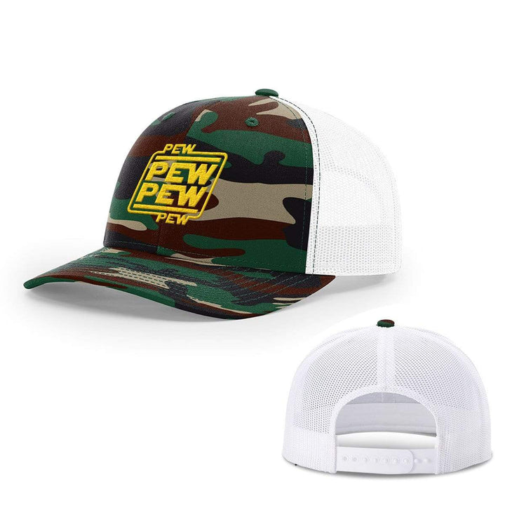 BustedTees.com Snapback / Green Camo and White / One Size Pew Pew Hats