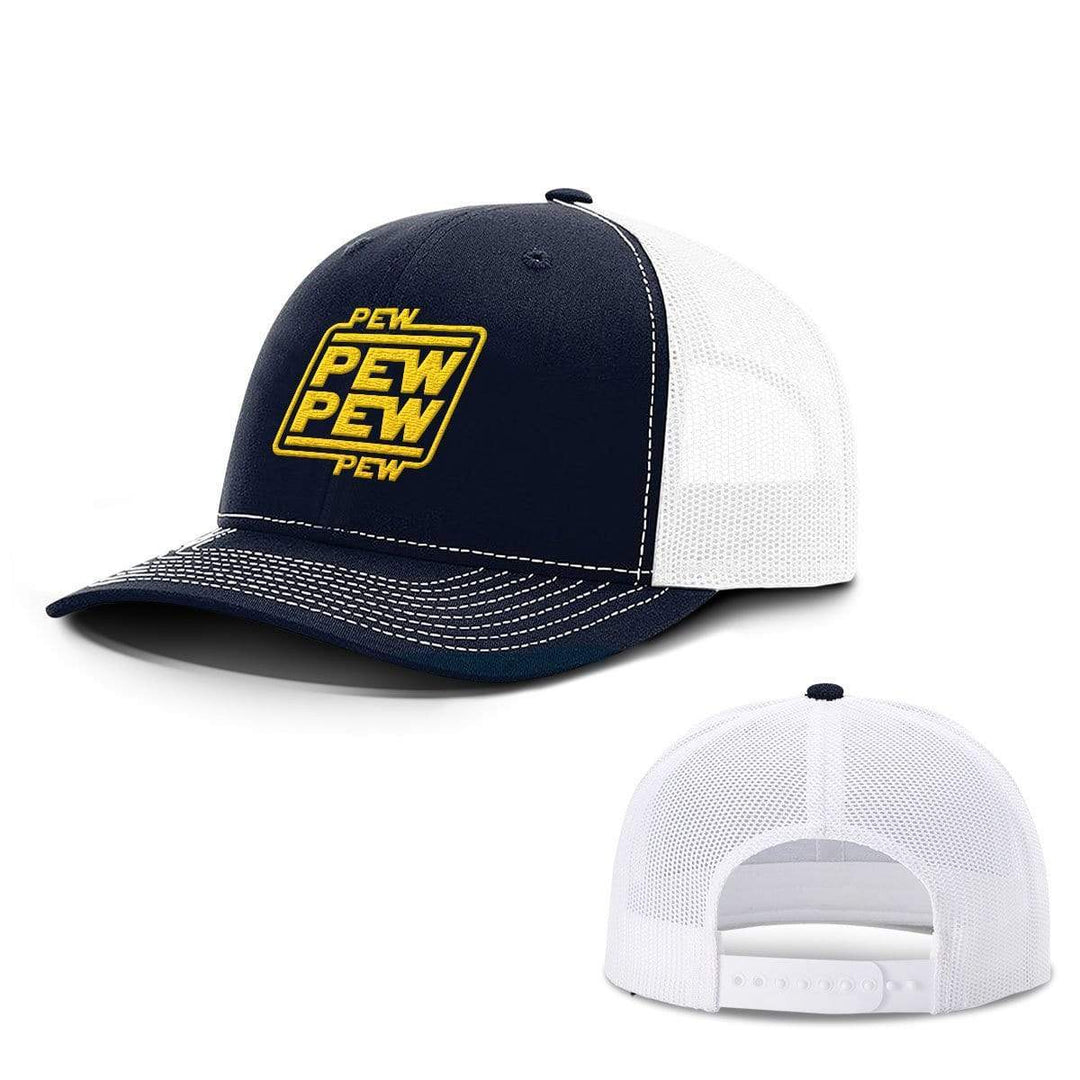 BustedTees.com Snapback / Navy and White / One Size Pew Pew Hats