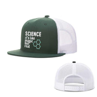 Load image into Gallery viewer, BustedTees.com Snapback Flatbill / Dark Green and White / One Size Science Magic Hats
