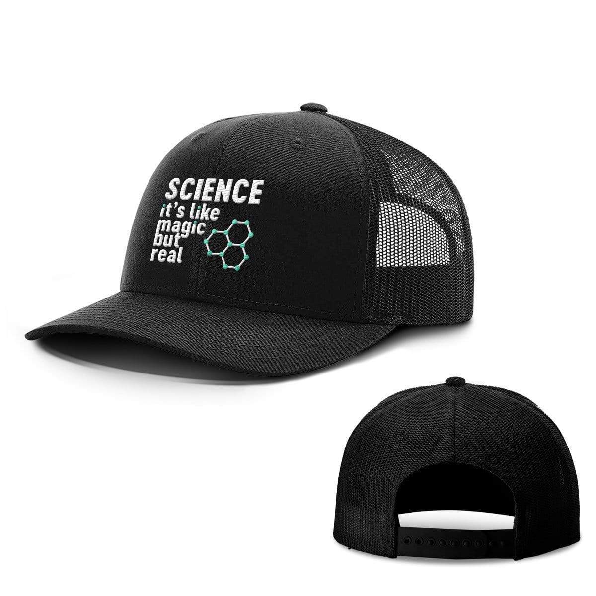 BustedTees.com Snapback / Full Black / One Size Science Magic Hats
