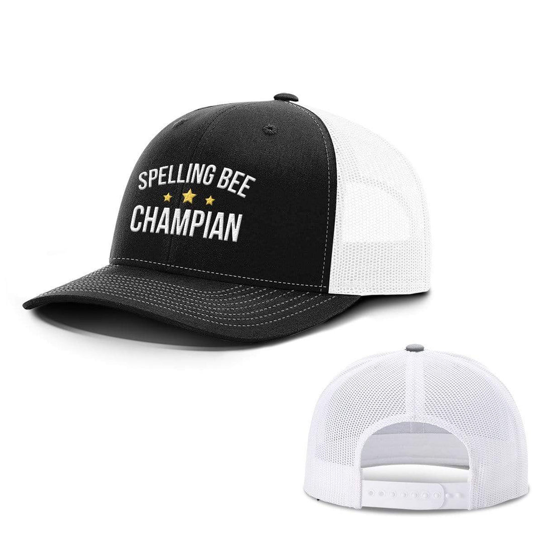 BustedTees.com Snapback / Black and White / One Size Spelling Bee Champion Hats