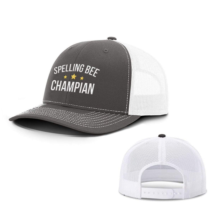 BustedTees.com Snapback / Charcoal and White / One Size Spelling Bee Champion Hats
