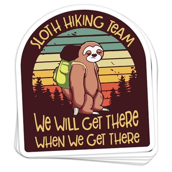 BustedTees.com Stickers Funny Sloth Hiking Vinyl Sticker