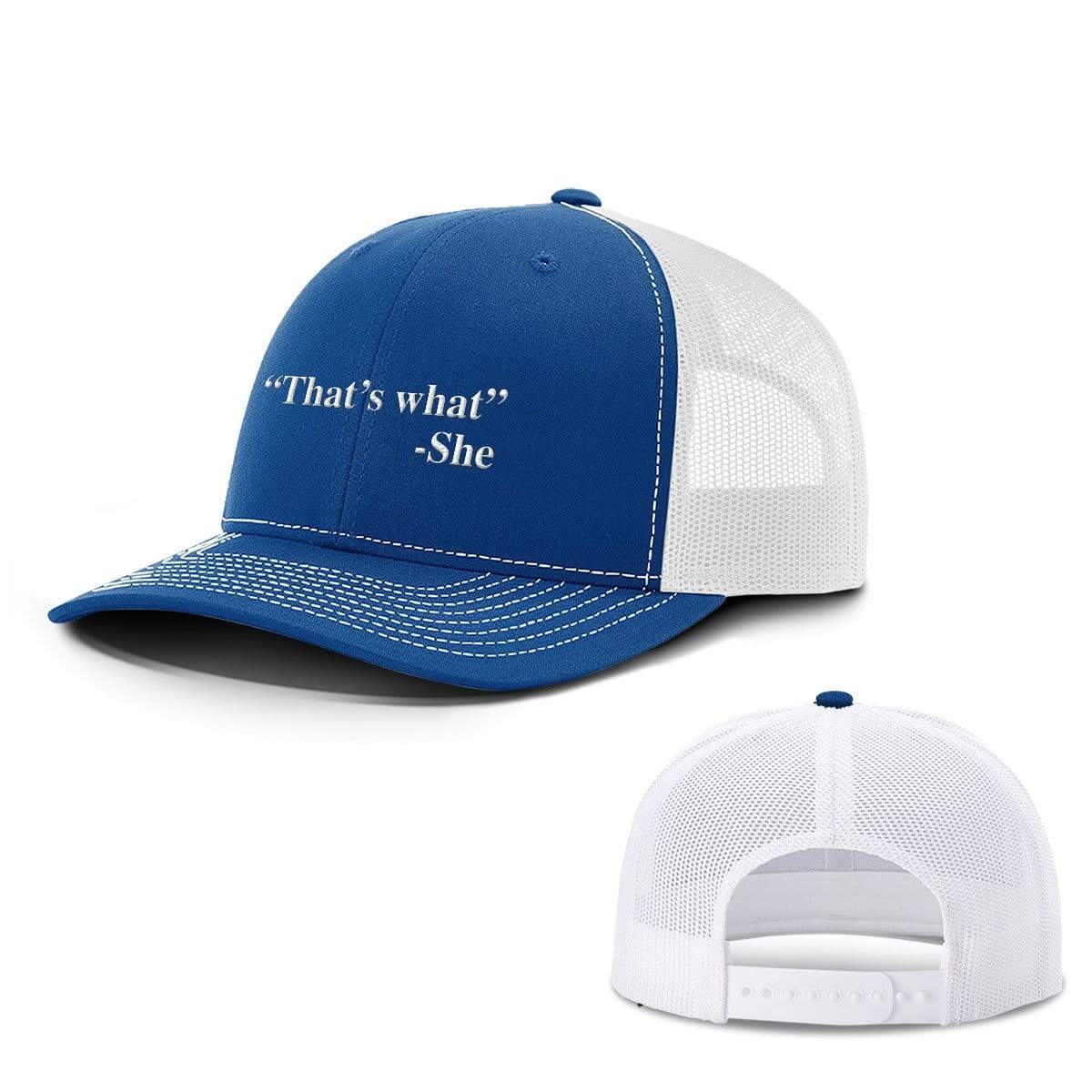 BustedTees.com Snapback / Royal Blue and White / One Size That's What She Said Hats