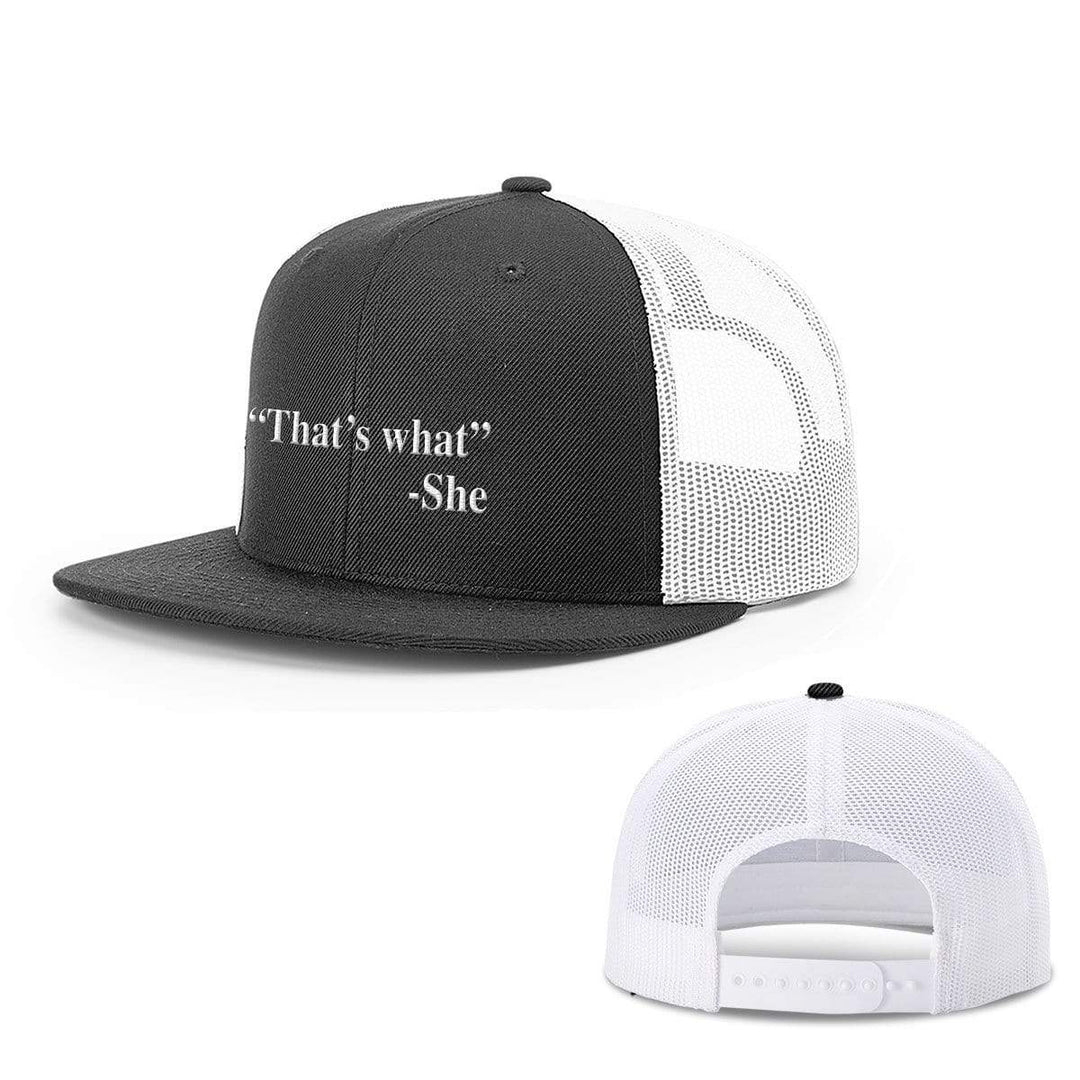 BustedTees.com Snapback Flatbill / Black and White / One Size That's What She Said Hats