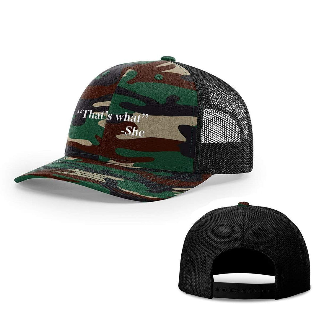 BustedTees.com Snapback / Green Camo and Black / One Size That's What She Said Hats