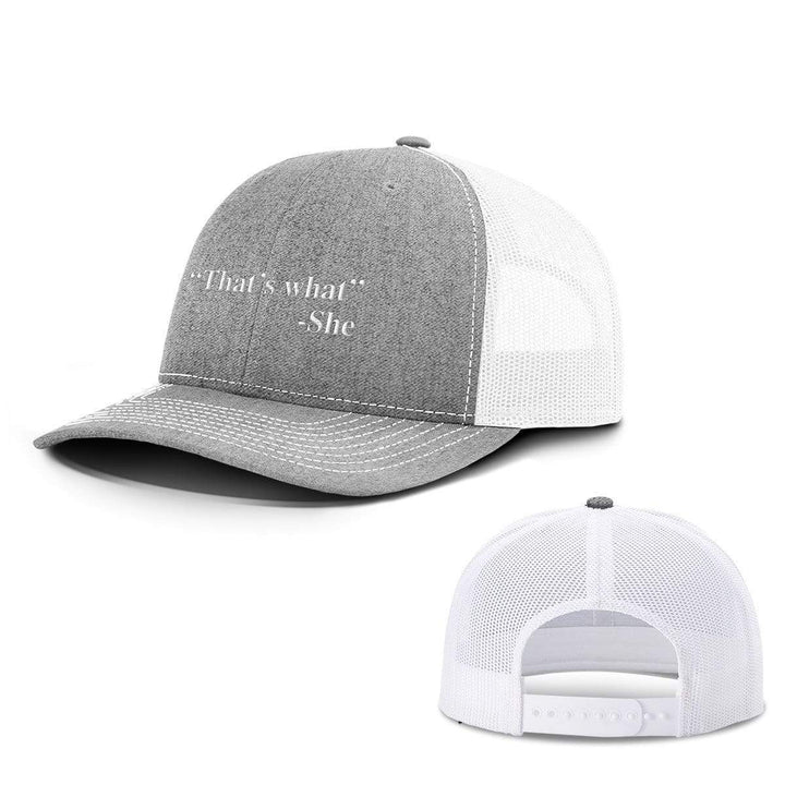 BustedTees.com Snapback / Heather and White / One Size That's What She Said Hats