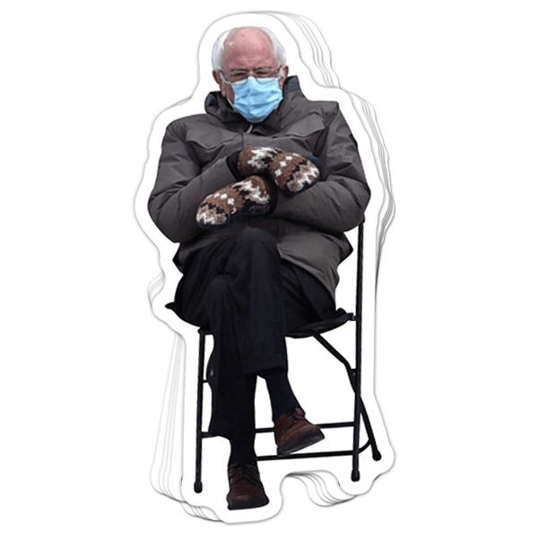 Bernie Mittens Vinyl Sticker - BustedTees.com