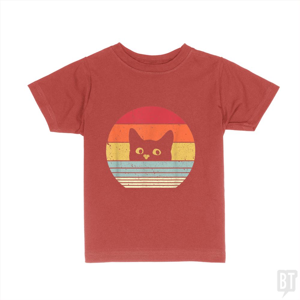 Cat Shirt Retro Style  Kids Shirt - BustedTees.com