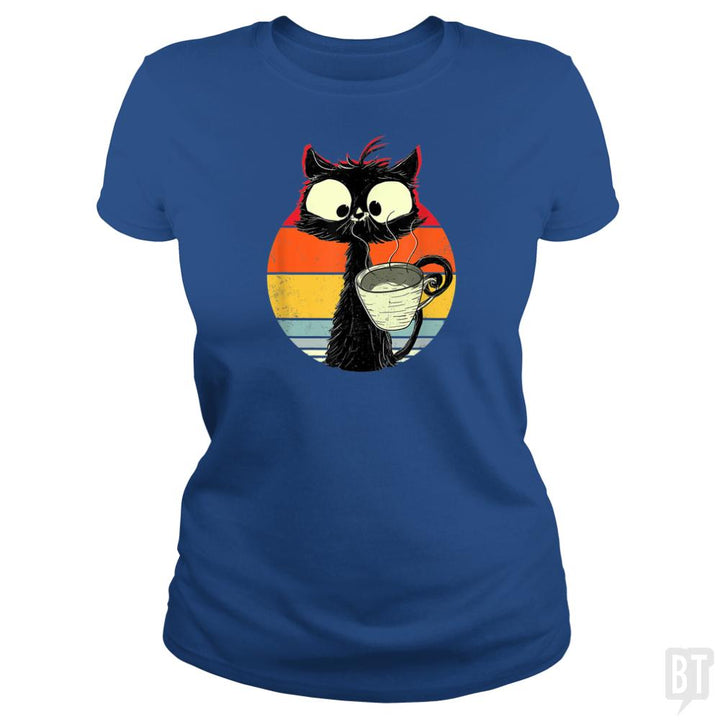 Retro Coffee Cat - BustedTees.com