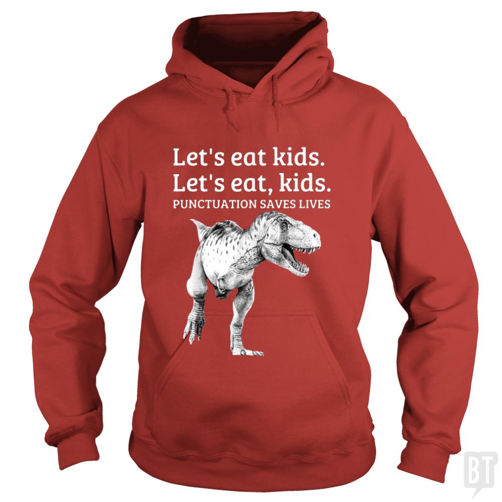 Punctuation Saves Lives T-Rex - BustedTees.com
