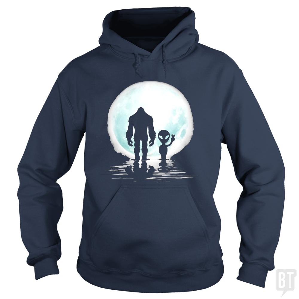 Bigfoot and Alien - BustedTees.com
