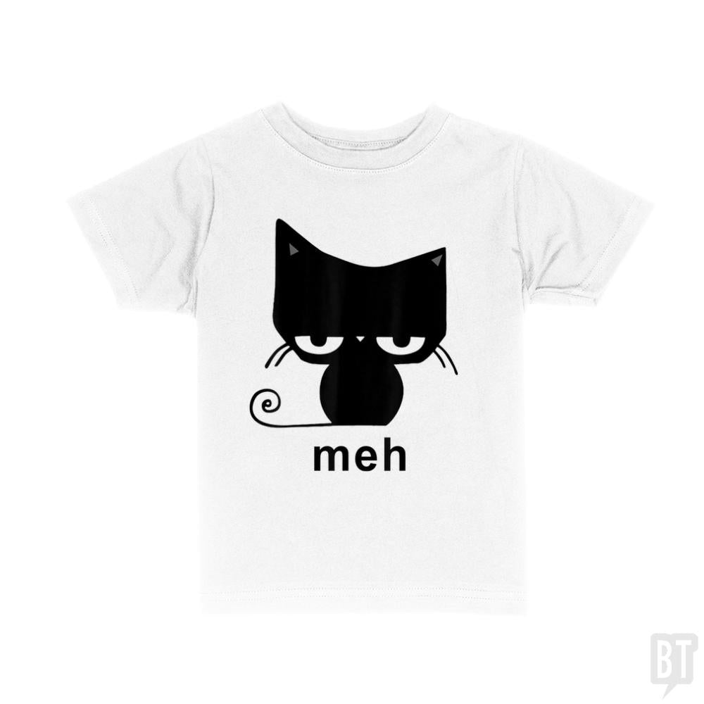 Meh Black Cat Funny  Kids Shirt - BustedTees.com