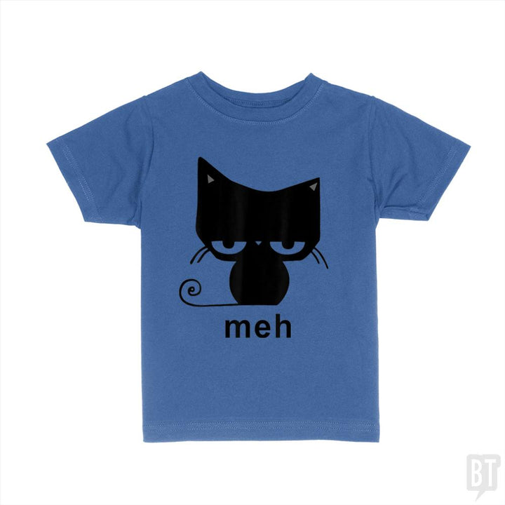 Meh Black Cat Funny  Kids Shirt - BustedTees.com