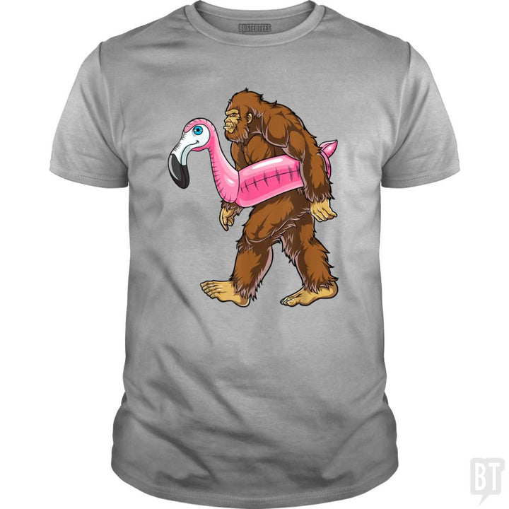 Pool Party Bigfoot Flamingo - BustedTees.com