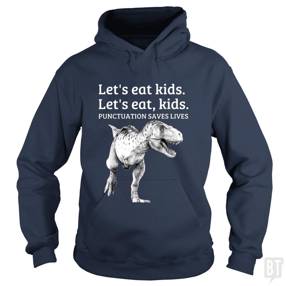Punctuation Saves Lives T-Rex - BustedTees.com