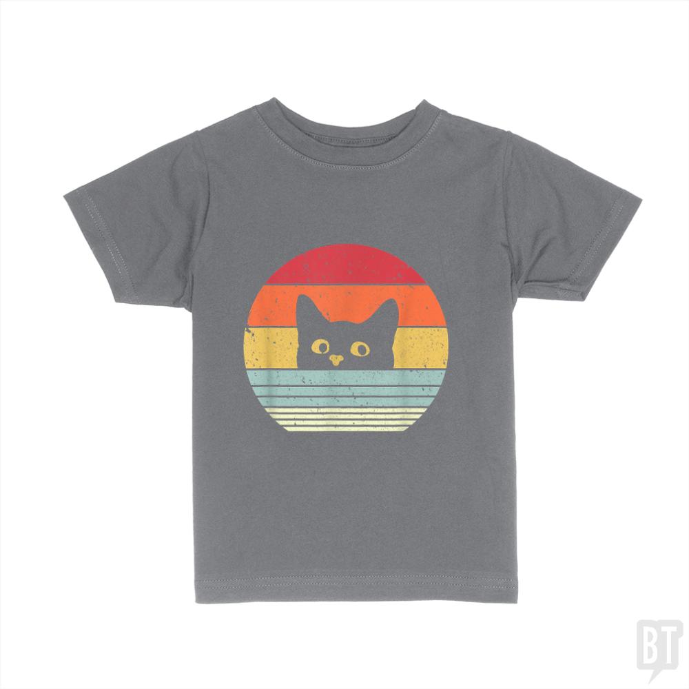 Cat Shirt Retro Style  Kids Shirt - BustedTees.com