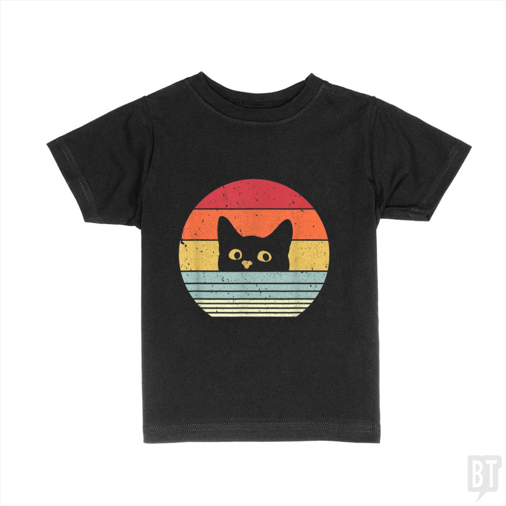 Cat Shirt Retro Style  Kids Shirt - BustedTees.com