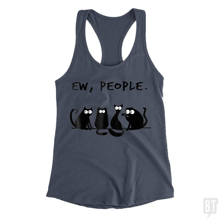 Funny Cat Ew, People Tank Tops - BustedTees.com