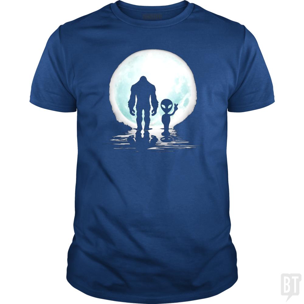 Bigfoot and Alien - BustedTees.com