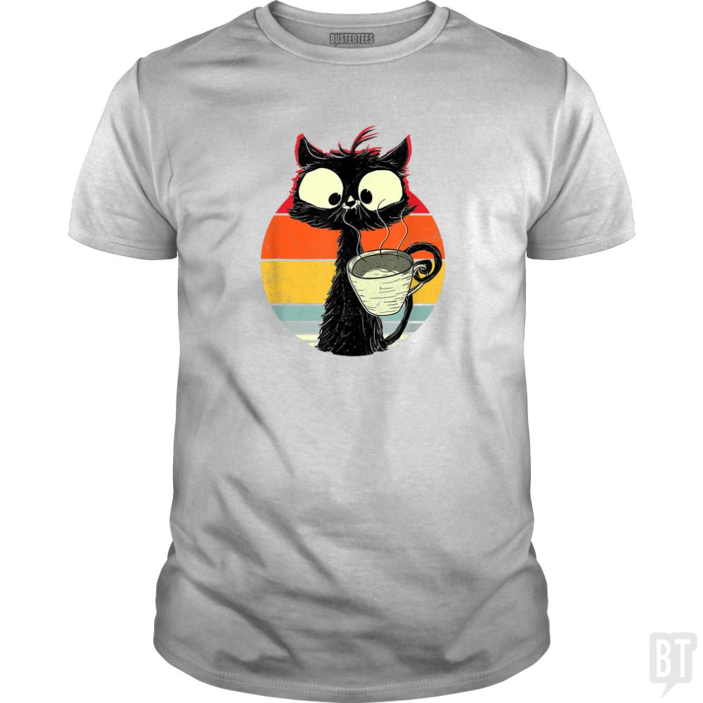 Retro Coffee Cat - BustedTees.com