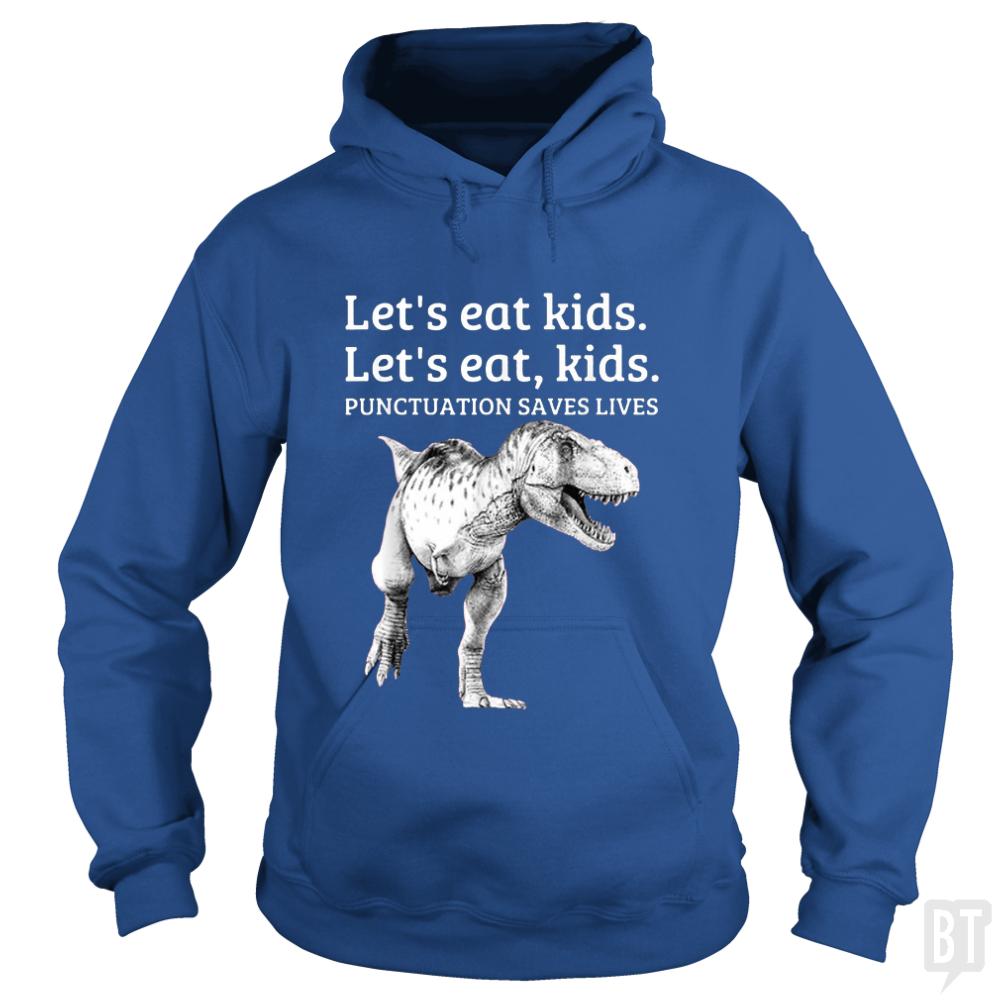 Punctuation Saves Lives T-Rex - BustedTees.com