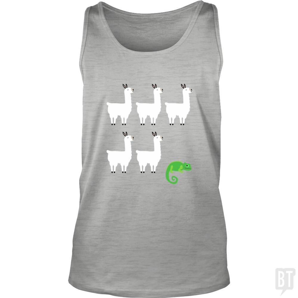 Llama, Llama, Llama, Llama, Llama, Chameleon Tank Tops - BustedTees.com