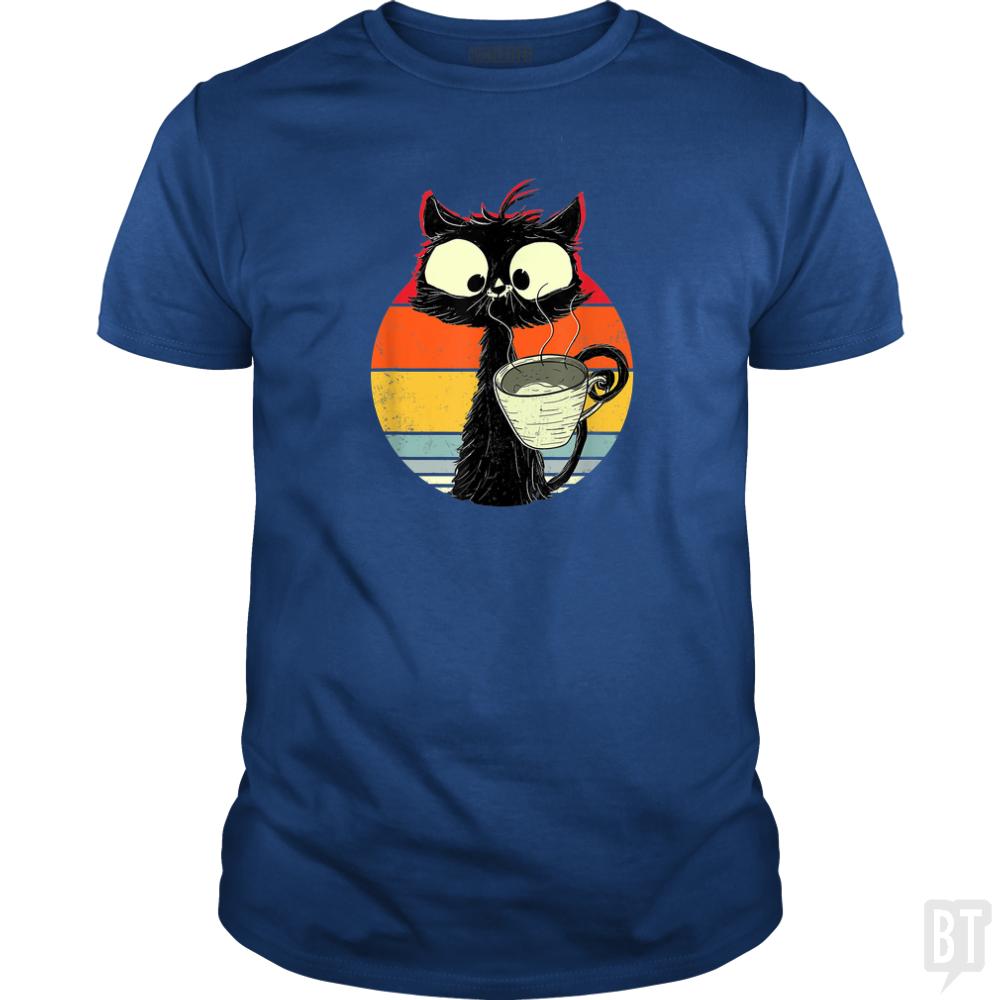 Retro Coffee Cat - BustedTees.com